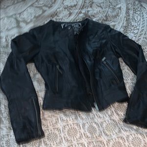 BLANC NOIR BLACK LEATHER JACKET XS